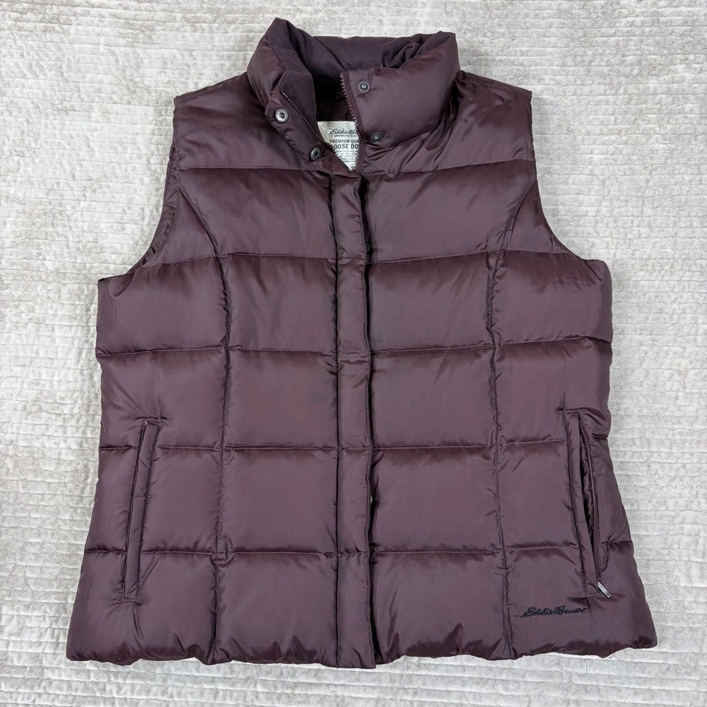 Eddie Bauer Womens XL Plum Purple Goose Down Puffer Vest Quilted D3956159 Fal 09